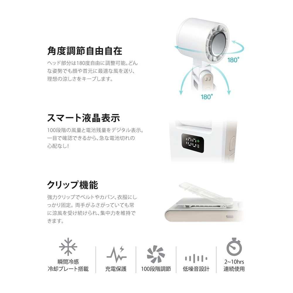 ONPRO ICY 高速 手持 摺疊 冰敷 夾式 風扇 電風扇 可上飛機 附掛繩 低噪音-細節圖9