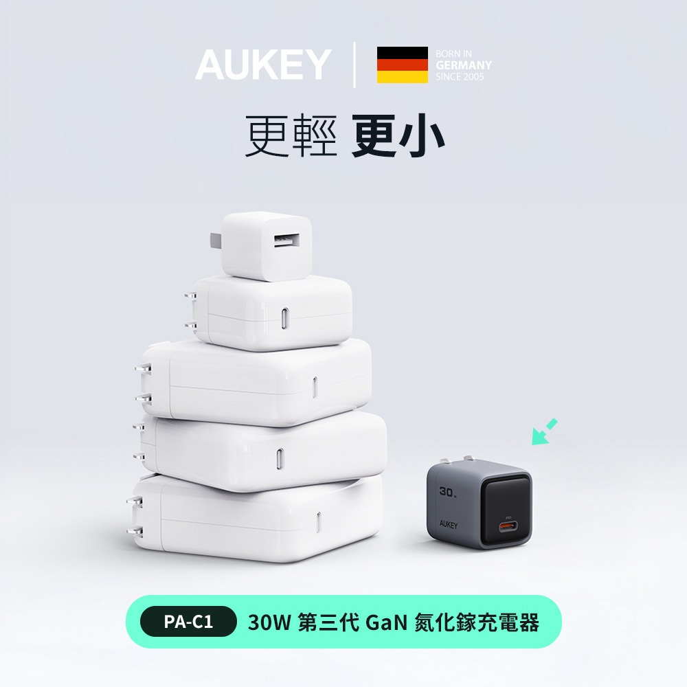 AUKEY 30W 單孔 快充 氮化鎵 超迷你 充電器 可折疊 插腳 相容 多裝置  PA-C1-細節圖4