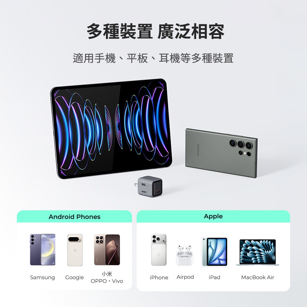AUKEY 30W 單孔 快充 氮化鎵 超迷你 充電器 可折疊 插腳 相容 多裝置  PA-C1-細節圖9