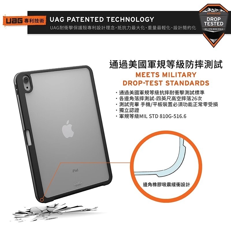 UAG 耐衝擊 多角度 保護殼 V2 黑 A16 美國軍規 防摔殼 平板殼 適用 iPad 11 10.9 吋-細節圖6