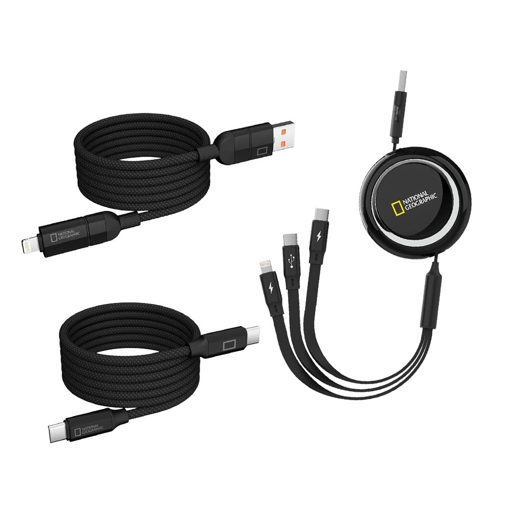 國家地理 多功能 充電線 鋁合金 Type C Lightning 磁吸 伸縮 收納 內建 磁吸-細節圖2