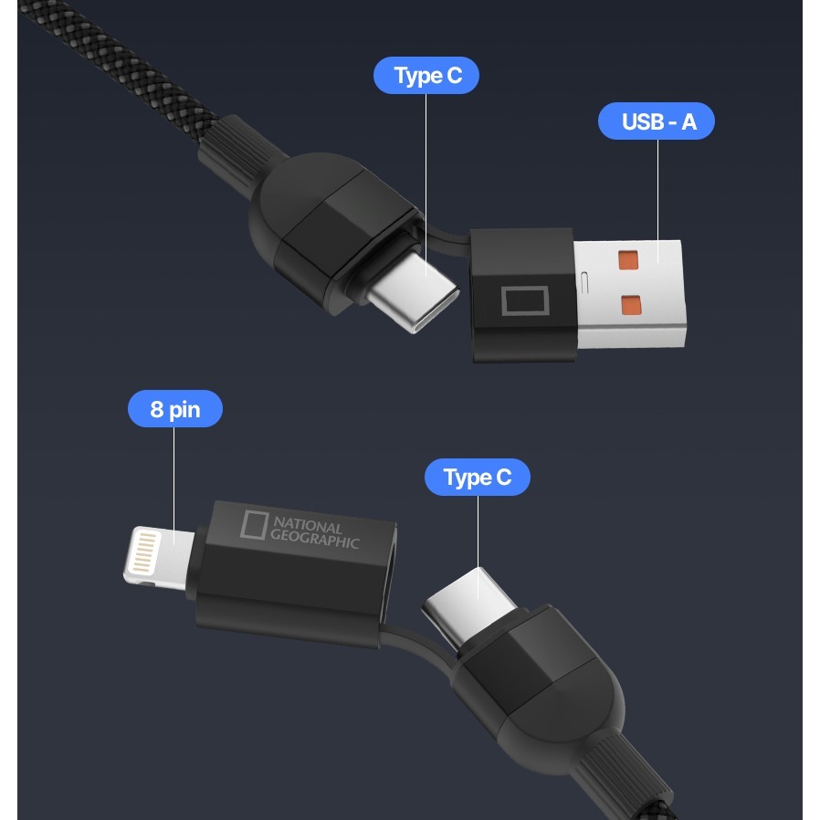 國家地理 多功能 充電線 鋁合金 Type C Lightning 磁吸 伸縮 收納 內建 磁吸-細節圖7