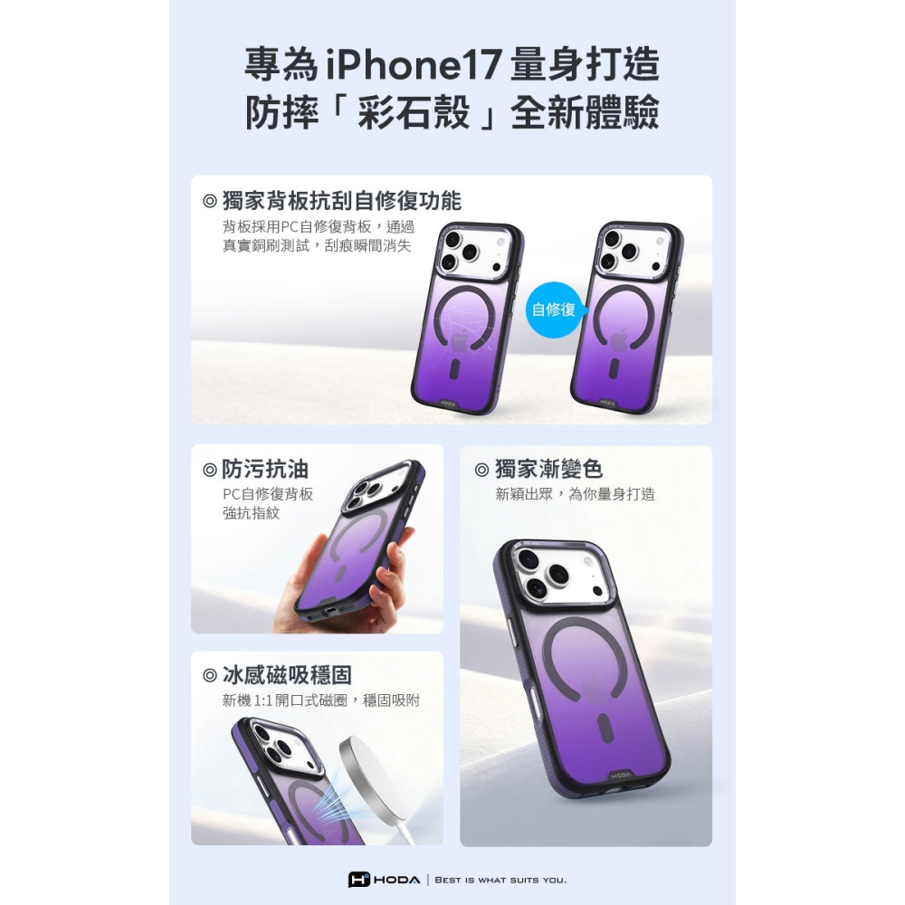 HODA 彩石 自修復 磁吸 防摔殼 保護殼 相機按鈕 MagSafe 適 iPhone 17 18 Pro Max-細節圖5
