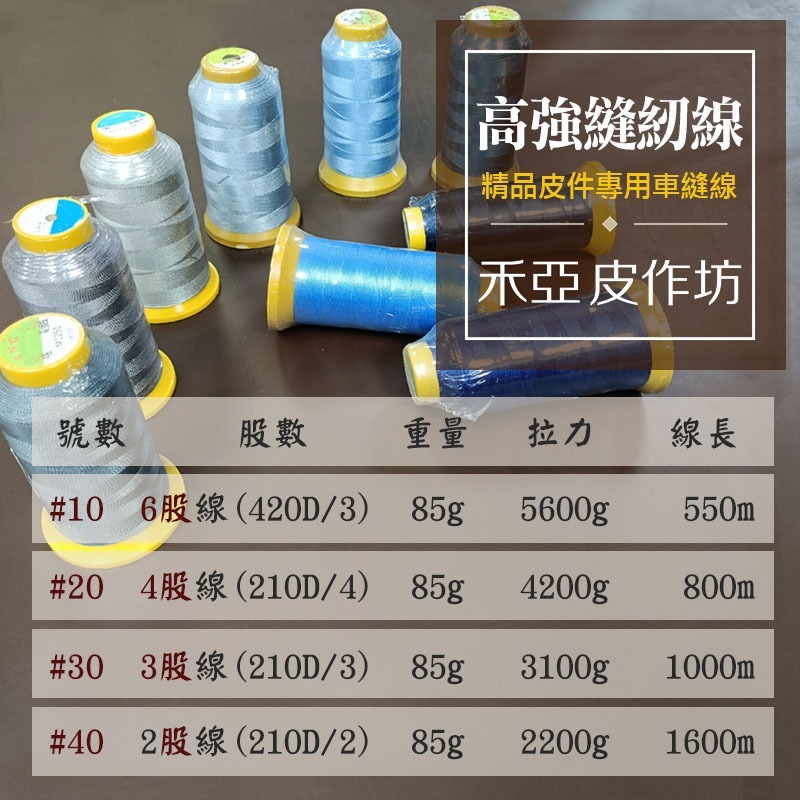 皮革專用~高強車縫線 #20 (4股)-細節圖2
