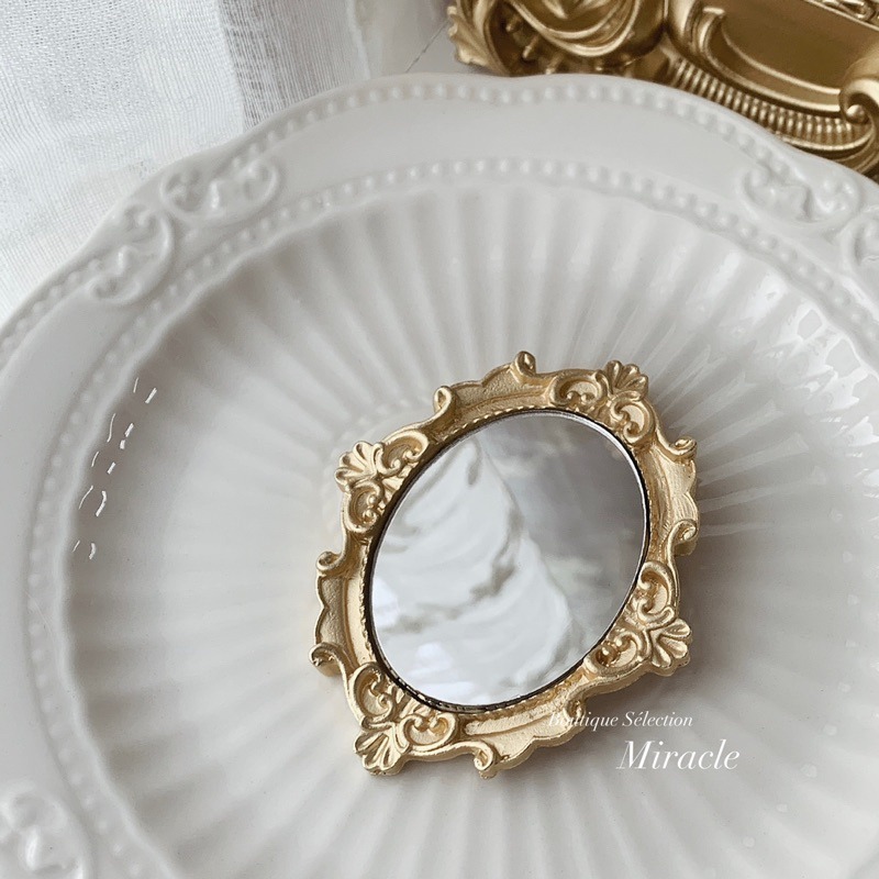 ⚜️奇蹟選品店｜巴洛克風復古Vintage浮雕鏡子鏡框胸針-細節圖2
