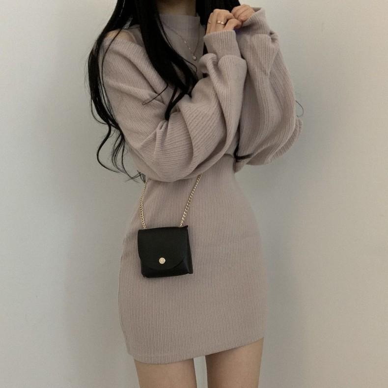 高領露肩針織短洋【589】-細節圖5