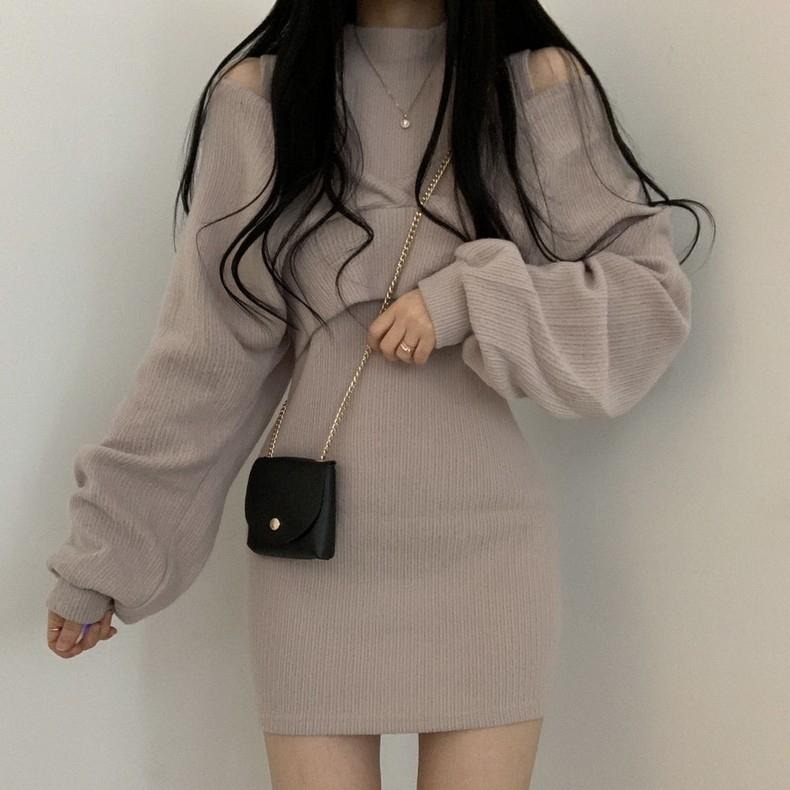 高領露肩針織短洋【589】-細節圖6