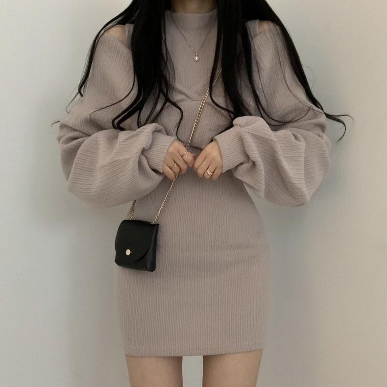 高領露肩針織短洋【589】-細節圖7