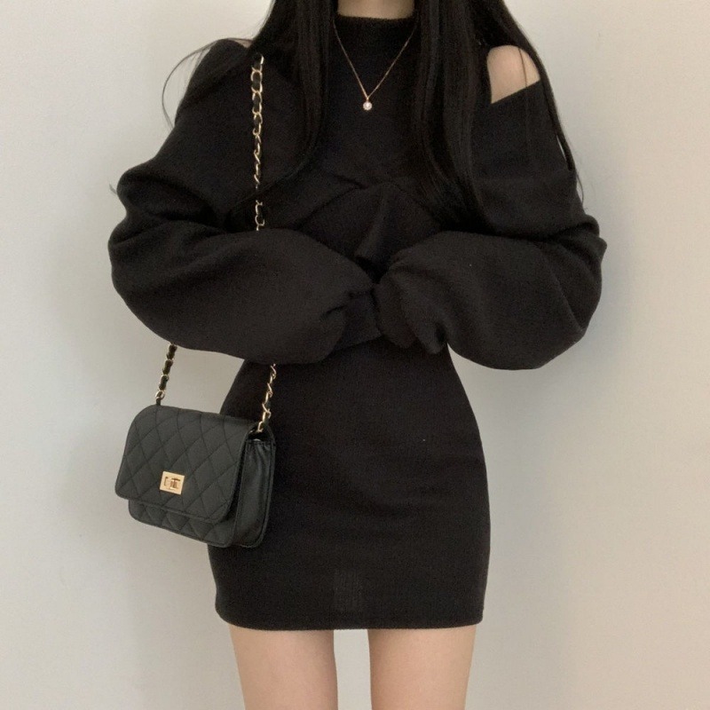 高領露肩針織短洋【589】-細節圖10