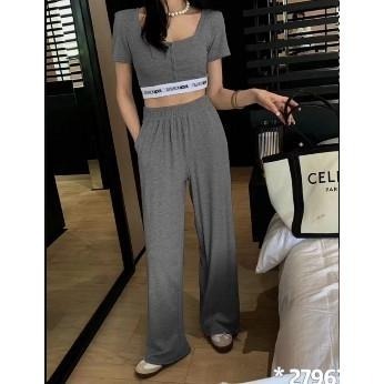 排釦標籤上衣+高腰寬褲【9670】-細節圖6