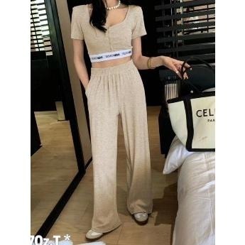 排釦標籤上衣+高腰寬褲【9670】-細節圖7