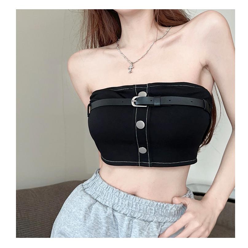 反車線造型排釦皮帶罩杯背心【3103】-細節圖4