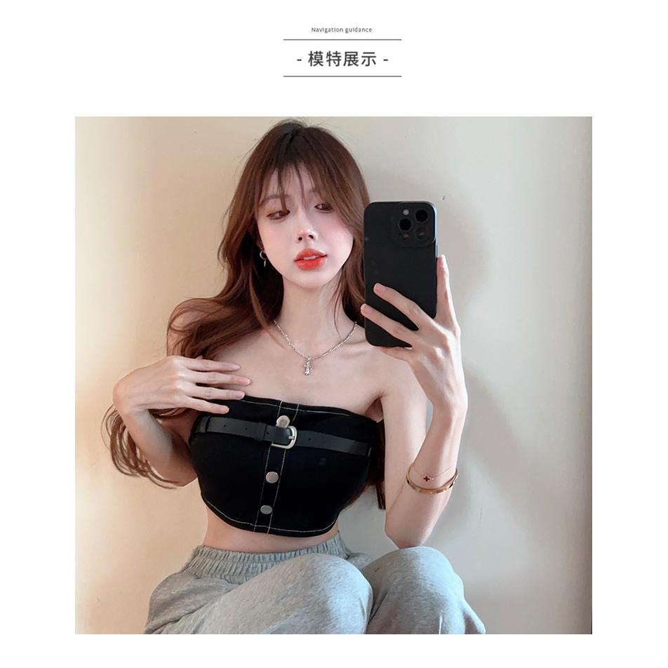 反車線造型排釦皮帶罩杯背心【3103】-細節圖5