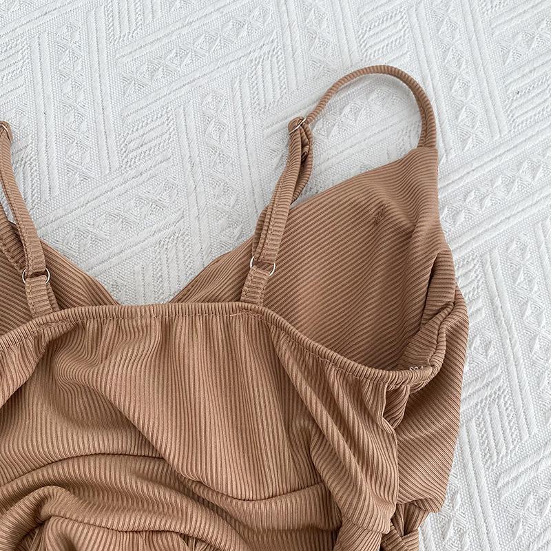 細肩帶扭結罩杯連身褲【8009】-細節圖8