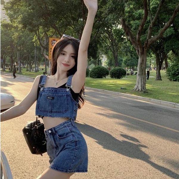 短版牛仔背心+牛仔短裙套裝【9035】-細節圖4