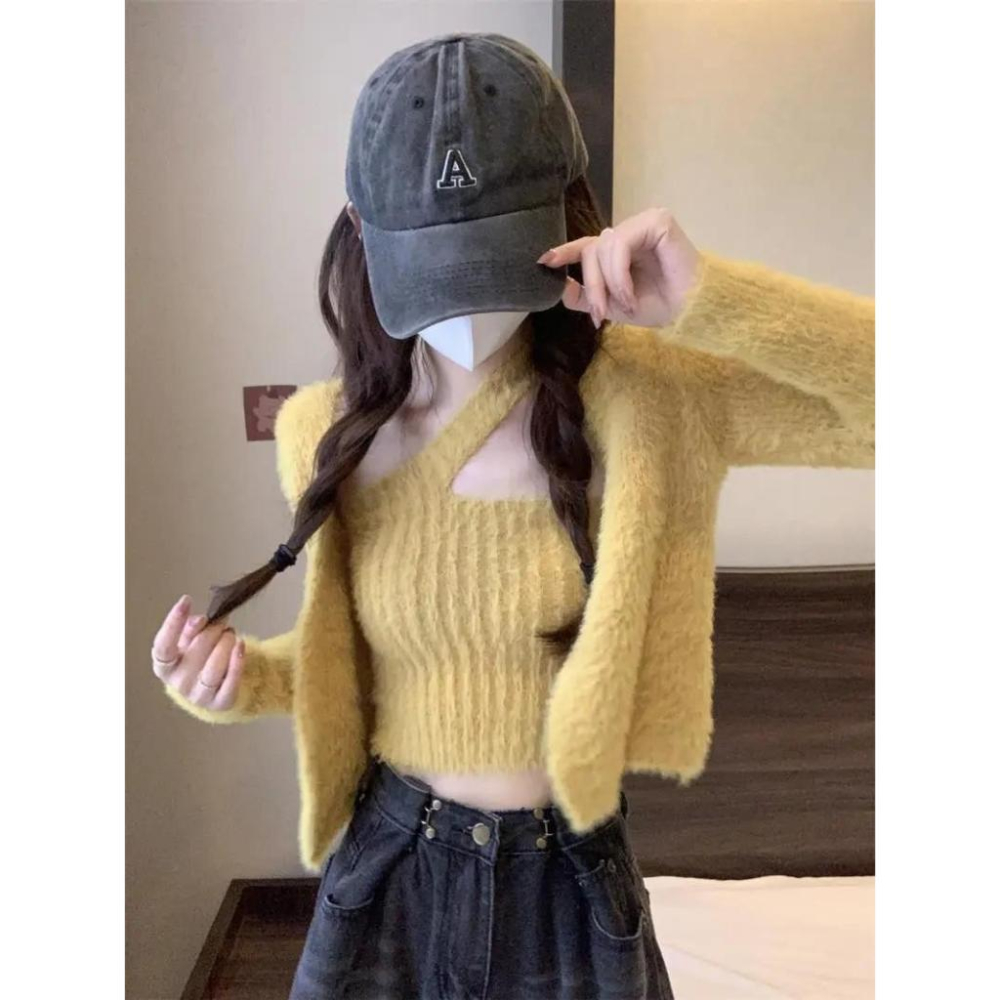 掛脖海毛背心+外套【A133】-細節圖6