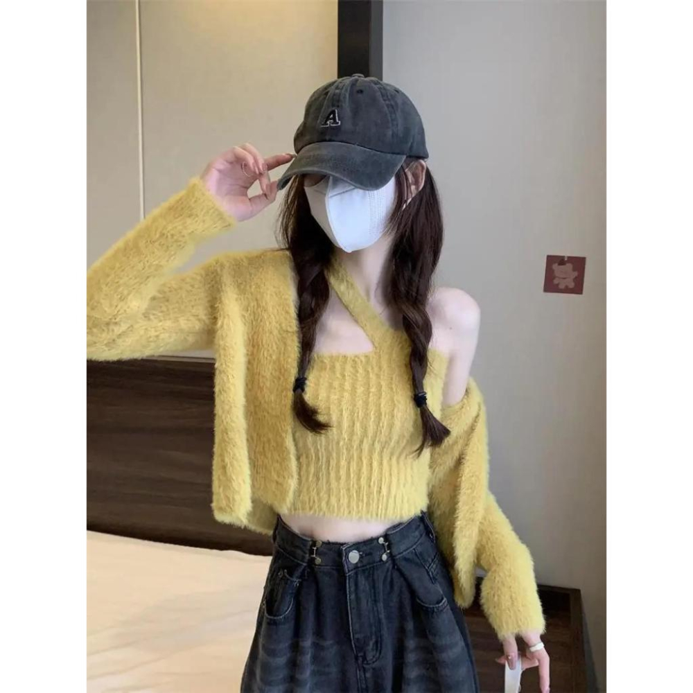 掛脖海毛背心+外套【A133】-細節圖7