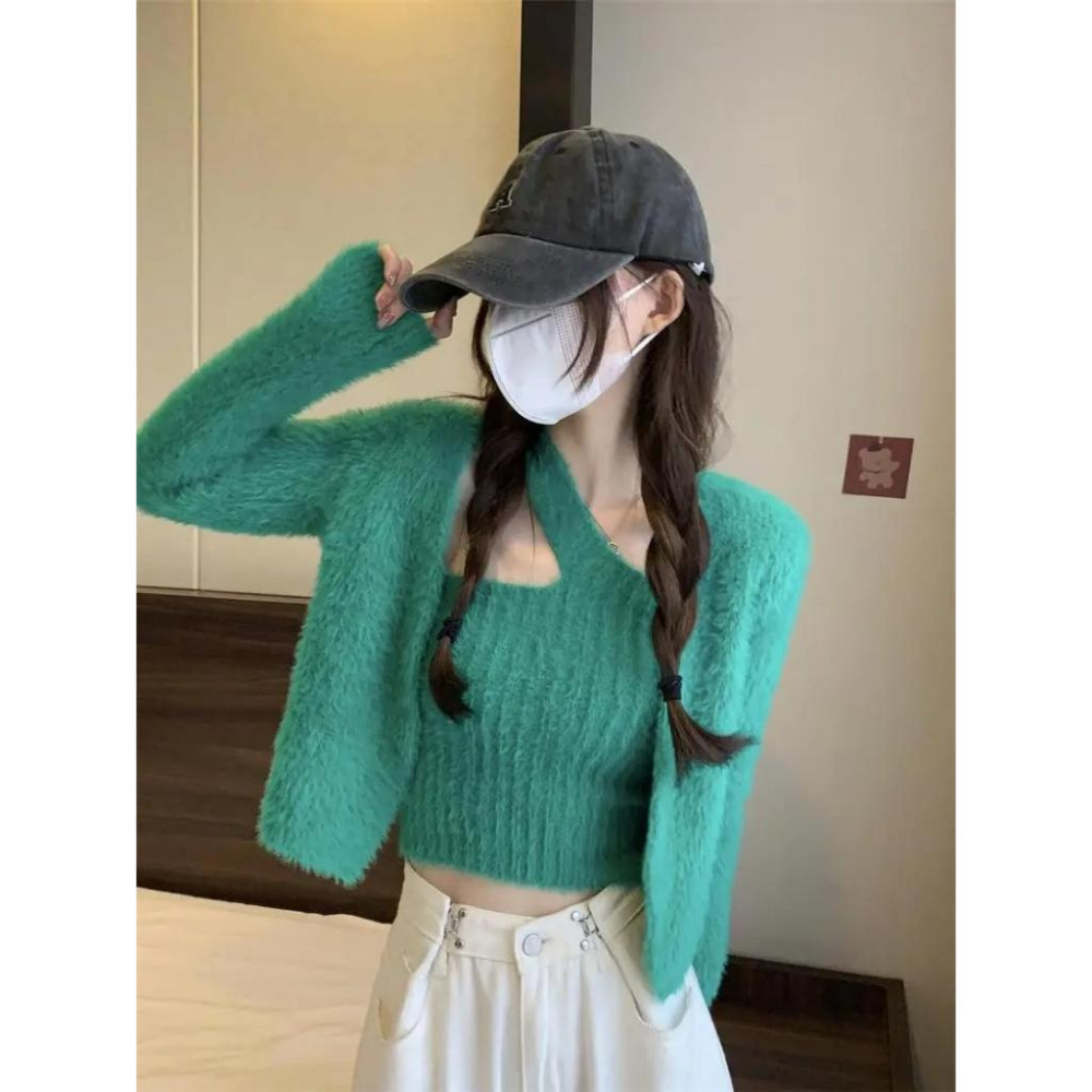 掛脖海毛背心+外套【A133】-細節圖8