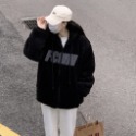 💜韓國代購💜 FCMM 絨毛外套 大LOGO 羊羔毛 連帽熊熊外套 加厚夾克 棉衣 棉服 男女同款-規格圖9