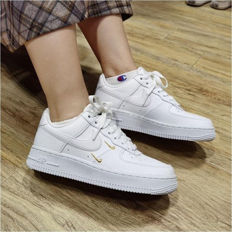 Nike Air Force 1 雙勾 豆沙綠 奶茶 玫瑰粉 黑勾 金箔 CZ0270-102-105-106-細節圖8