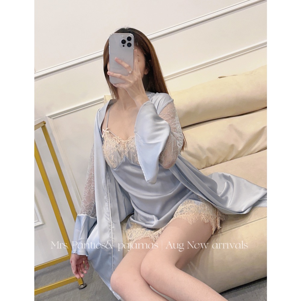 性感嬌妻▪️睡裙+睡袍+腰帶 附胸墊-細節圖3
