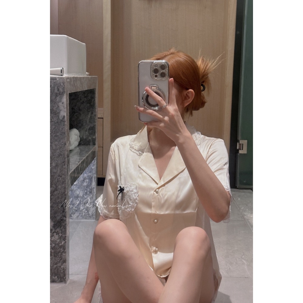 奶油甜美🪞親膚冰絲短袖套裝-細節圖2