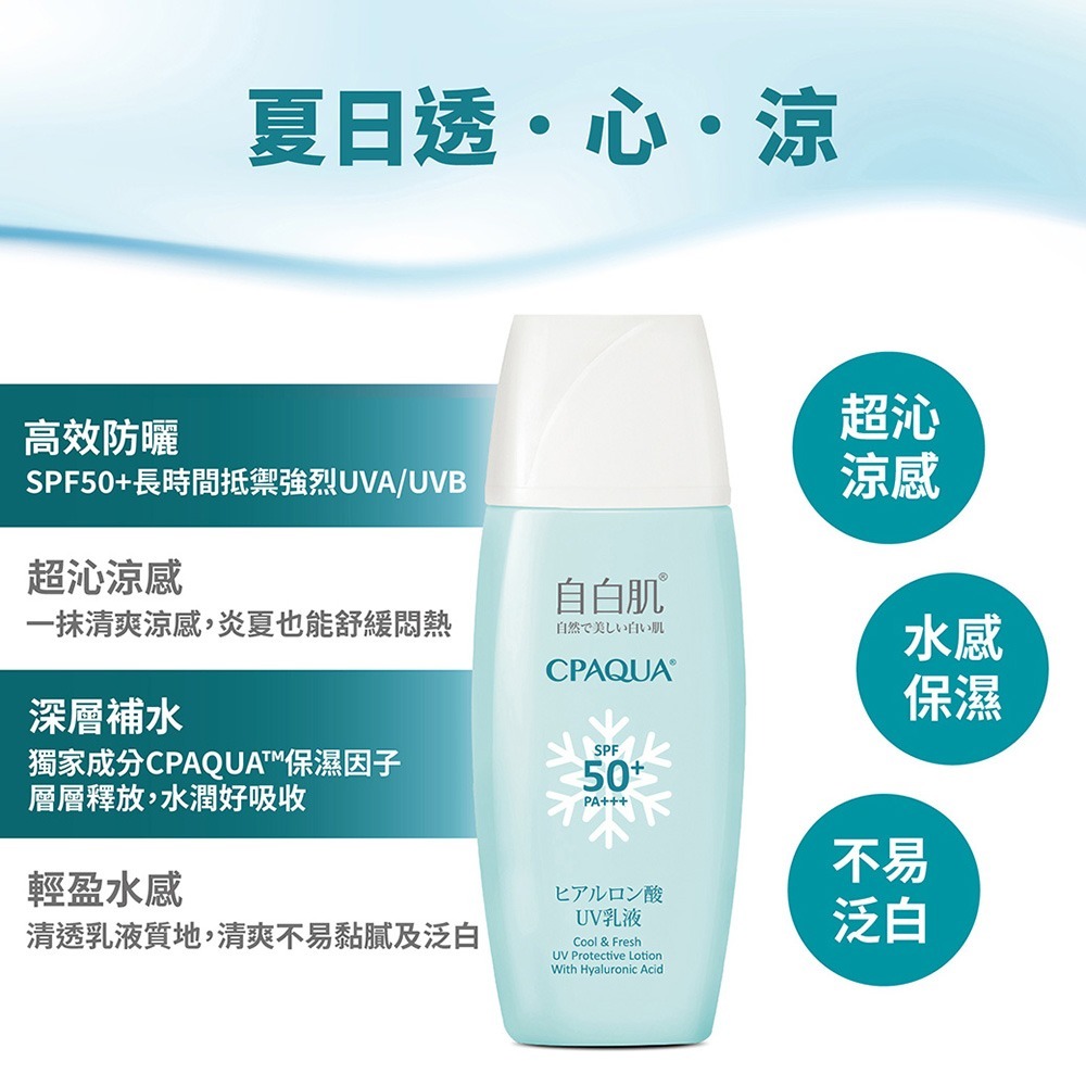 自白肌玻尿酸涼感防曬乳液SPF50+ PA+++-細節圖3