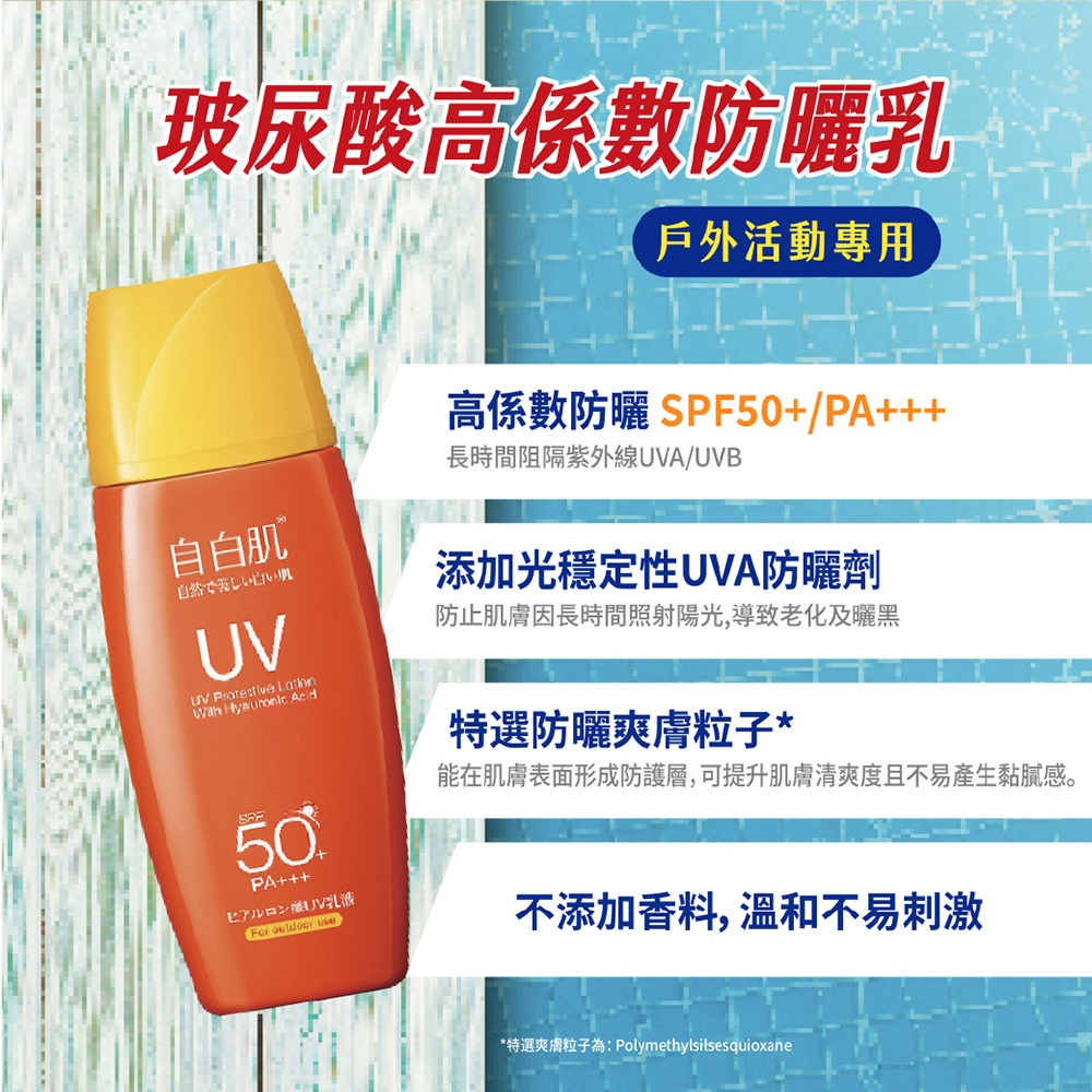 自白肌玻尿酸高係數防曬乳SPF50+(戶外型)-細節圖3