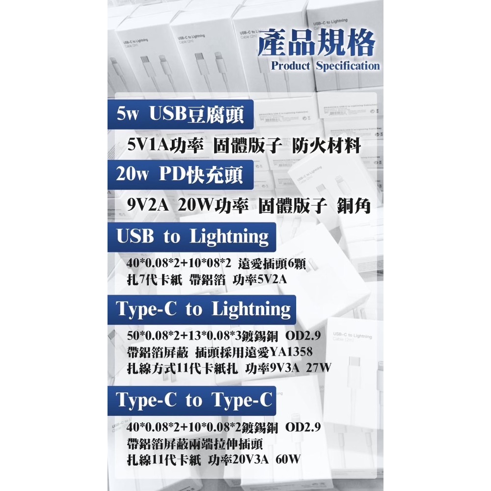 PD快充組｜20wPD Type-c lighting Type-c to Type-c 快充必備 1米兩米長度-細節圖8