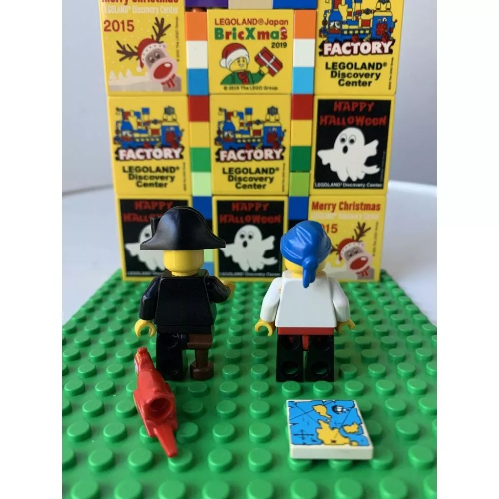二手 樂高 LEGO 海盜 人偶 船長 女人 兩隻 含地圖 鸚鵡-細節圖3