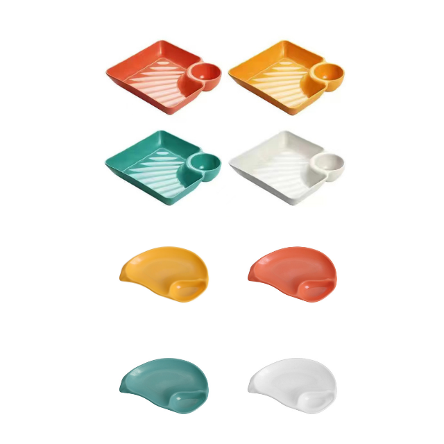 [新品上架] 水餃盤 分格餐盤 分隔餐盤 一入 吐骨盤 分格盤 分菜盤 餃子盤 吐骨碟 造型餐盤 可愛餐盤-細節圖9