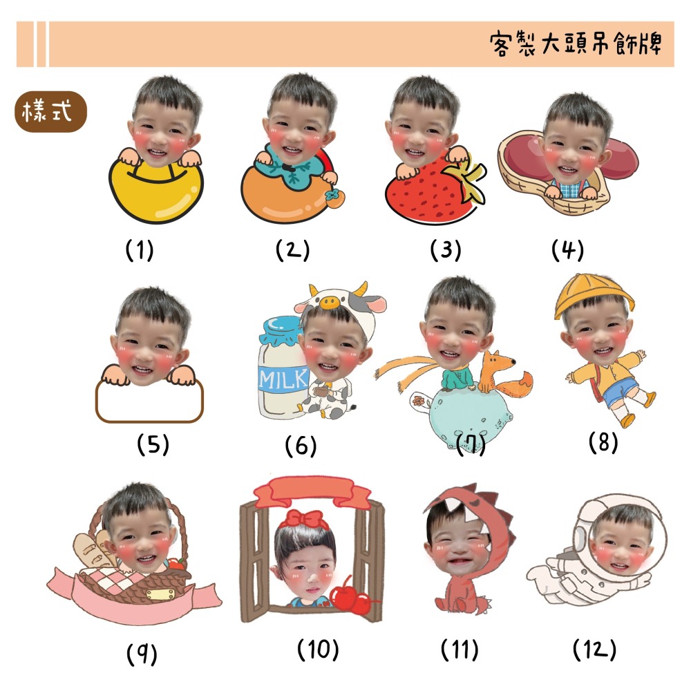 客製壓克力吊飾 小孩/情人/毛孩 客製姓名鑰匙圈  純大頭鑰匙圈 頭飾鑰匙圈 禮物 載具鑰匙圈-細節圖6