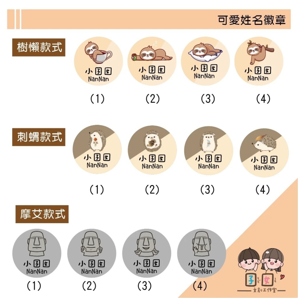 客製手繪插圖姓名 徽章吊飾 客製徽章 姓名吊飾 掛件 鑰匙圈-細節圖8