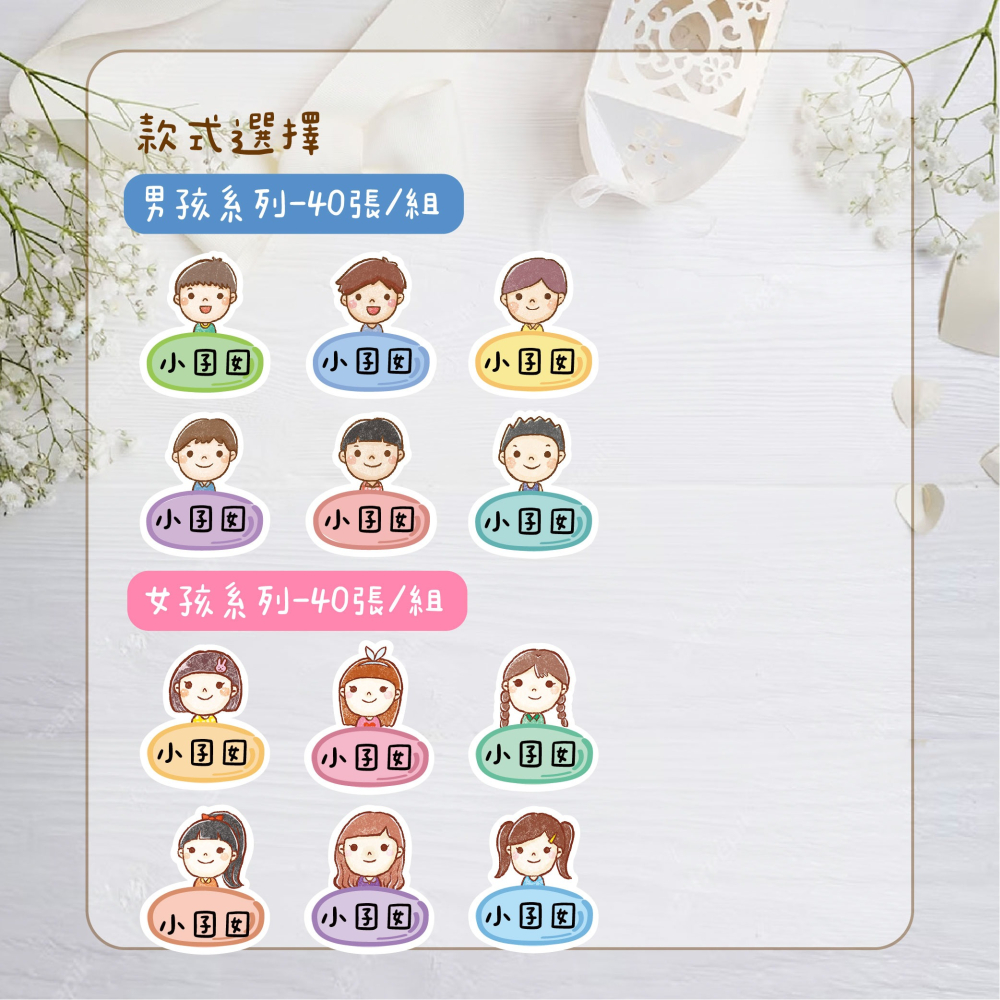 熨燙式 防水燙布貼 客製化姓名燙布貼 熨燙貼-男孩女孩款 隨機三款燙布貼買三送一/贈款請備註樣式-細節圖2
