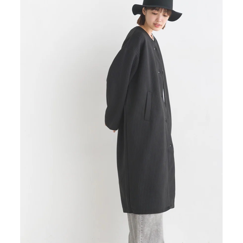 日本品牌OMNES無領長版外套-細節圖2