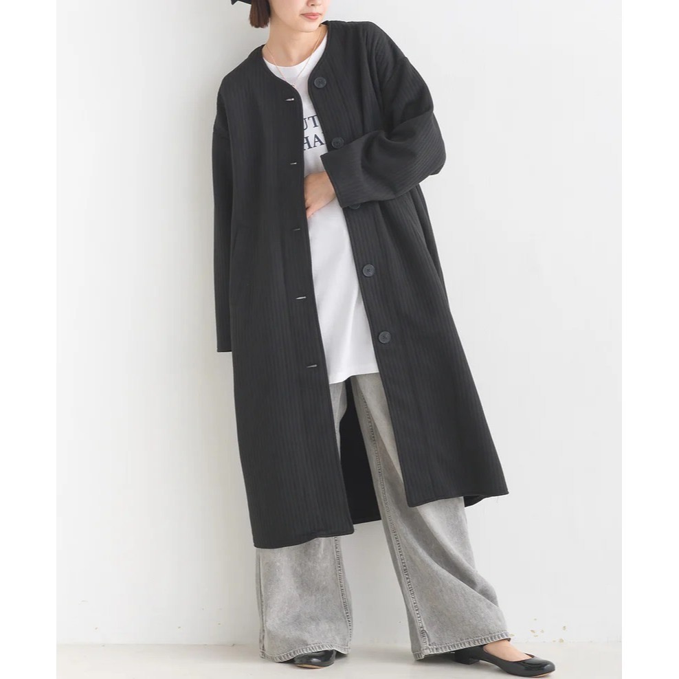 日本品牌OMNES無領長版外套-細節圖3