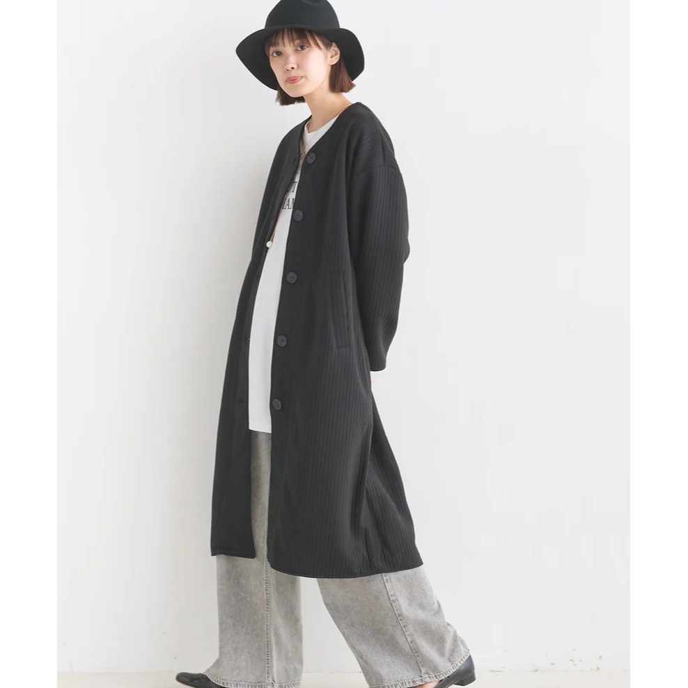 日本品牌OMNES無領長版外套-細節圖4
