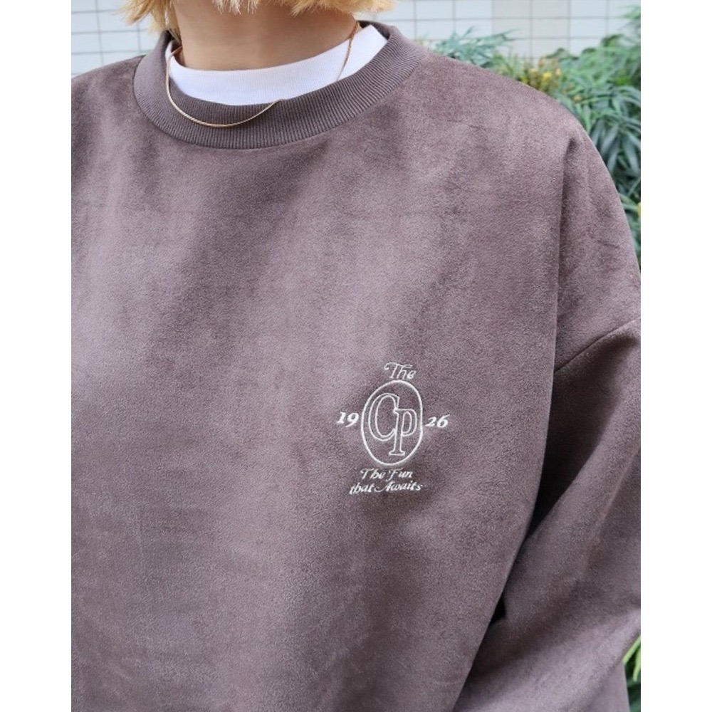 《全新現貨正品》日本POWER TO THE PEOPLE眼鏡貓絨面刺繡衛衣-男女適用フェイクスウェードＣＡＴスウェット-細節圖2