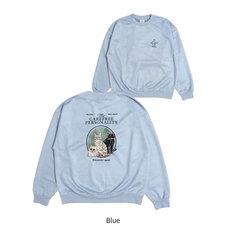 《全新現貨正品》日本POWER TO THE PEOPLE眼鏡貓絨面刺繡衛衣-男女適用フェイクスウェードＣＡＴスウェット-細節圖7