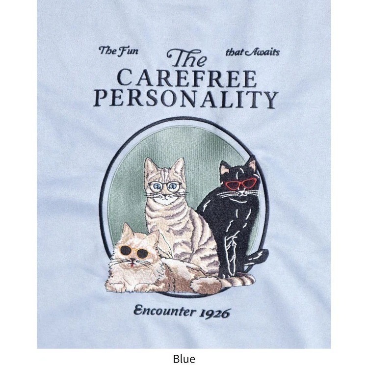 《全新現貨正品》日本POWER TO THE PEOPLE眼鏡貓絨面刺繡衛衣-男女適用フェイクスウェードＣＡＴスウェット-細節圖8