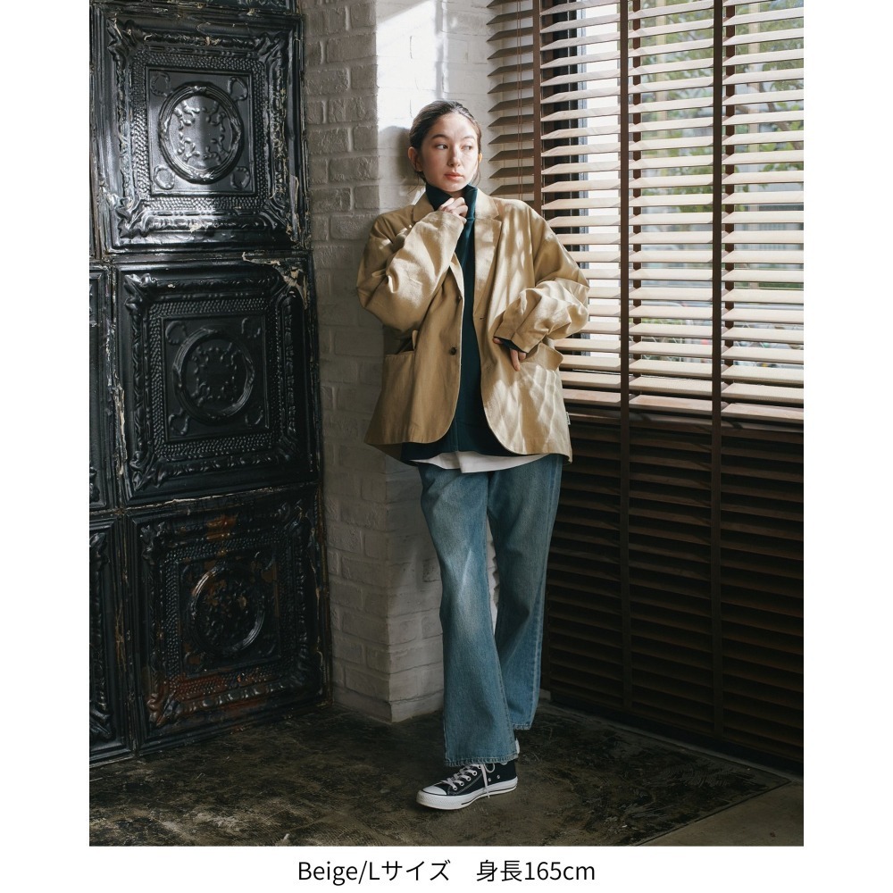 《全新現貨正品》日本POWER TO THE PEOPLE寬版斜紋剪裁外套-男女適用-オーバーサイズテーラードジャケット-細節圖8