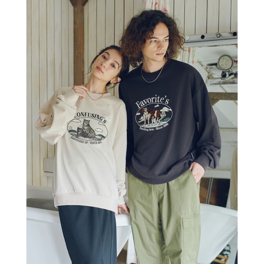 《全新現貨正品》日本POWER TO THE PEOPLE 美國短毛貓刺繡衛衣-男女適用-猫柄の フロント刺繍スウェット-細節圖3