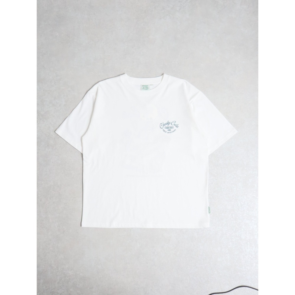 《2025夏季全新現貨正品》日本POWER TO THE PEOPLE-貓咪的休閒時光刺繡短袖T恤-男女適用-細節圖3