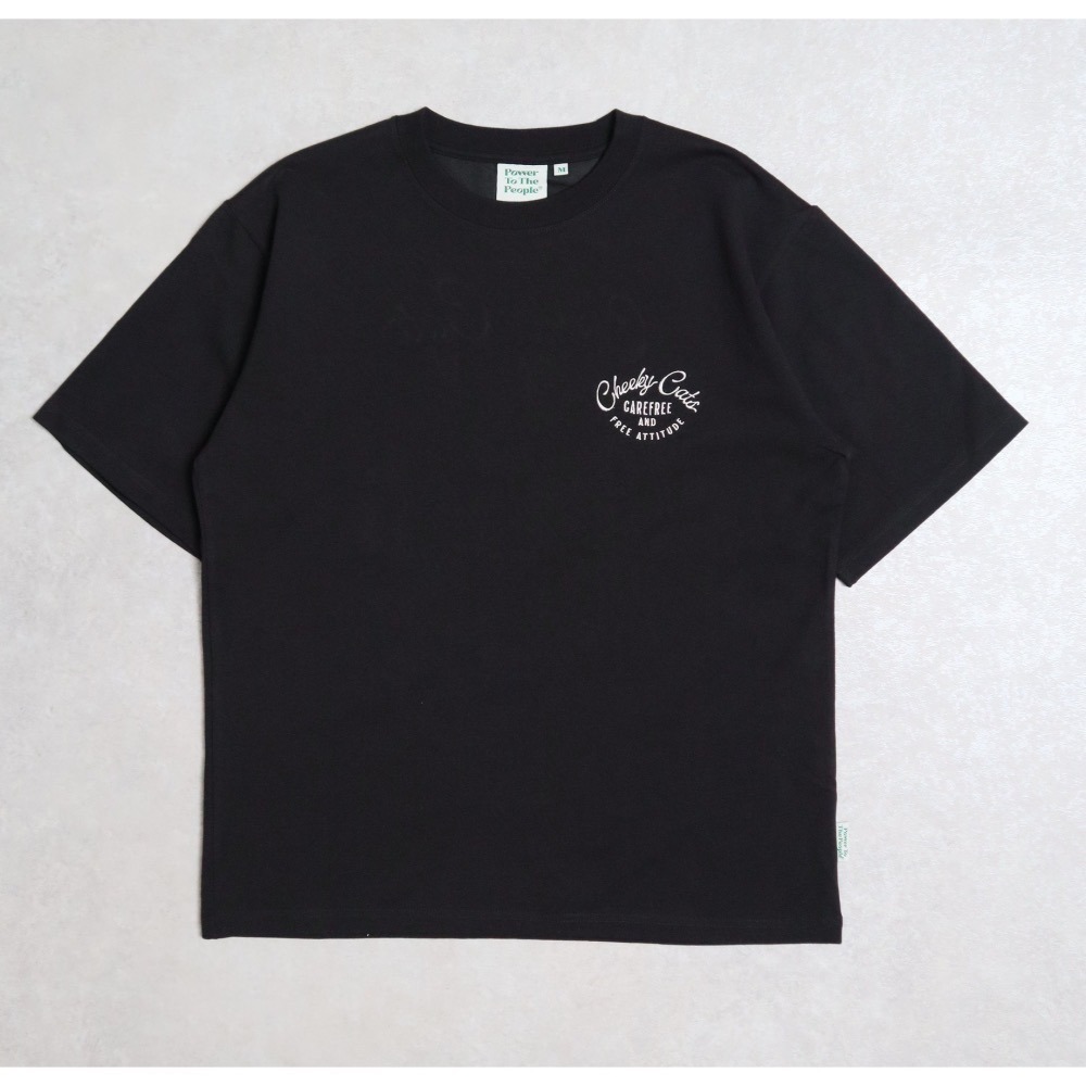 《2025夏季全新現貨正品》日本POWER TO THE PEOPLE-貓咪的休閒時光刺繡短袖T恤-男女適用-細節圖9