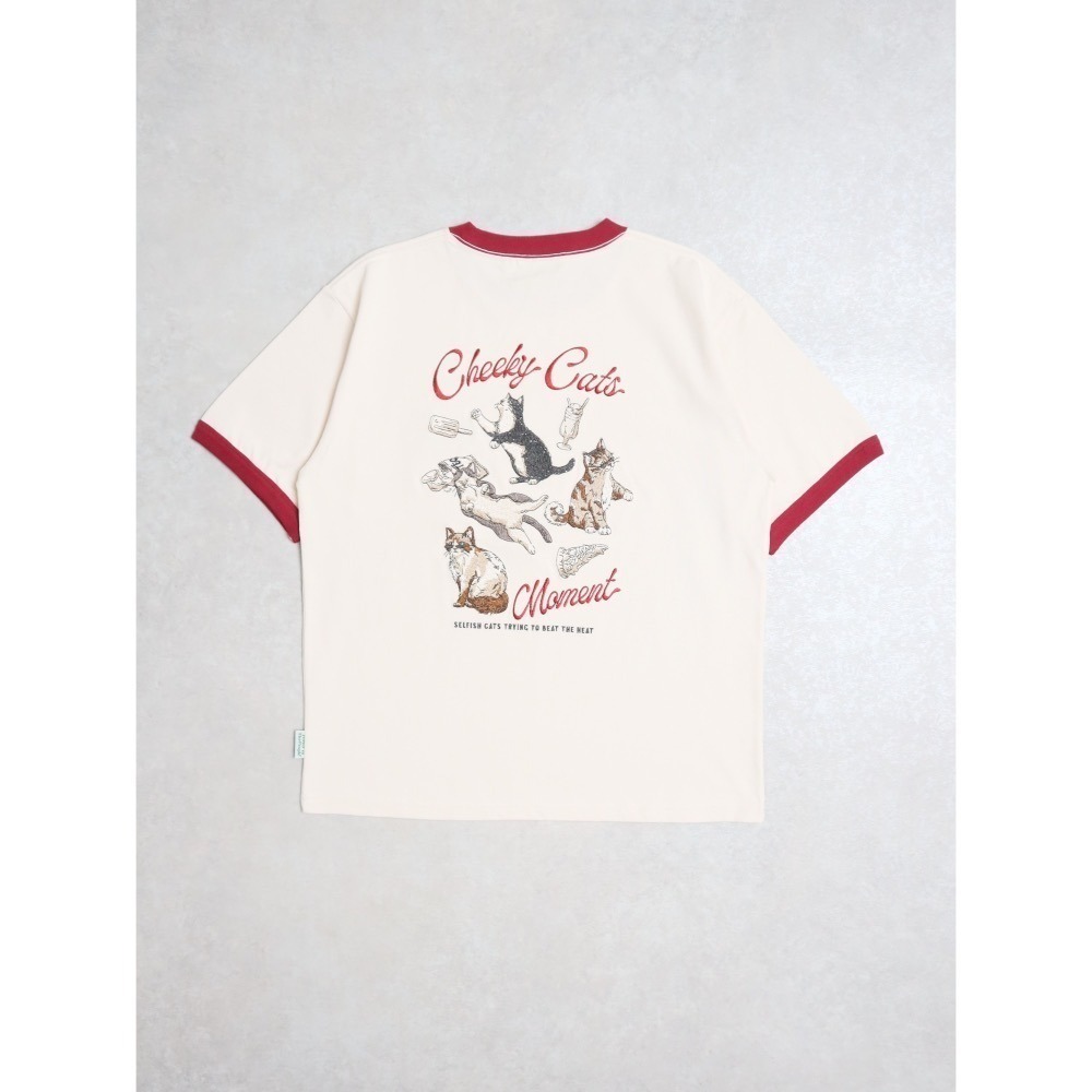 《2025夏季全新現貨正品》日本POWER TO THE PEOPLE-貓咪的休閒時光刺繡短袖T恤-男女適用-細節圖10