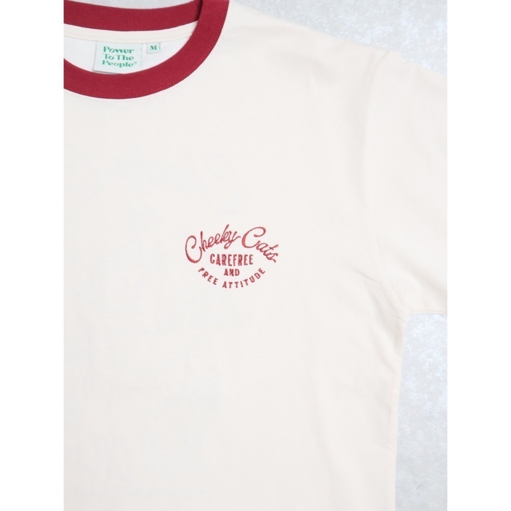 《2025夏季全新現貨正品》日本POWER TO THE PEOPLE-貓咪的休閒時光刺繡短袖T恤-男女適用-細節圖11