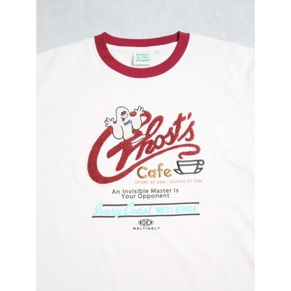 《2025夏季全新現貨正品》日本POWER TO THE PEOPLE-鬼怪咖啡刺繡短袖T恤-男女適用-細節圖6