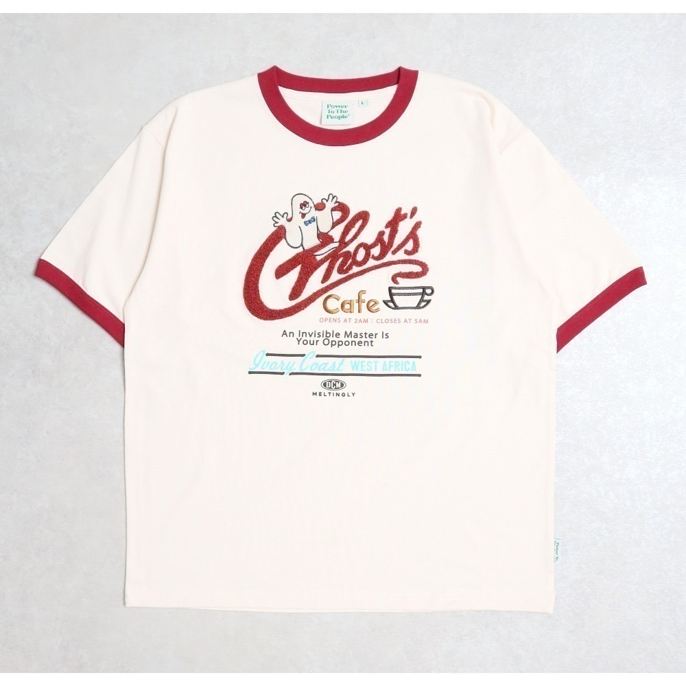 《2025夏季全新現貨正品》日本POWER TO THE PEOPLE-鬼怪咖啡刺繡短袖T恤-男女適用-細節圖7