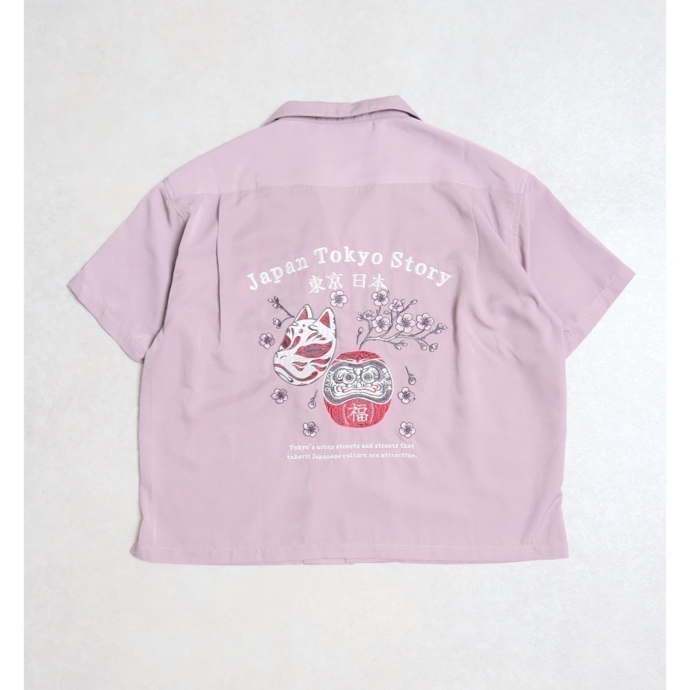 《全新現貨正品》日本POWER TO THE PEOPLE-JAPAN系列-達摩和狐狸面具刺繡開襯衫-男女適用-規格圖8