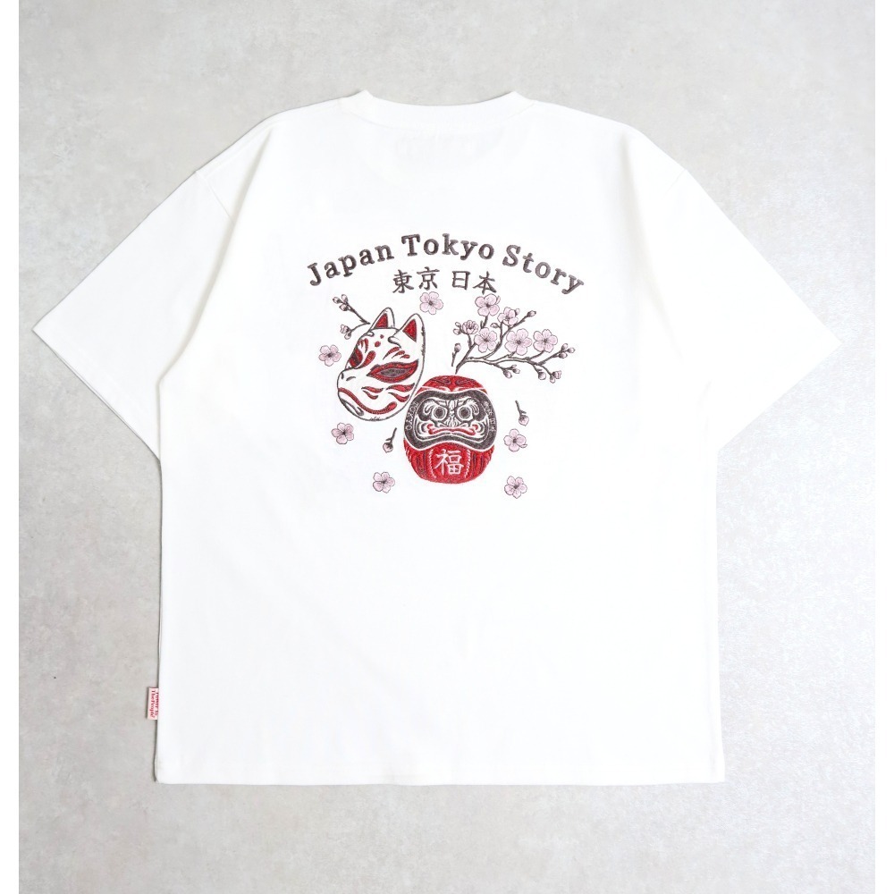 《全新現貨正品》日本POWER TO THE PEOPLE-達摩和狐狸面具刺繡短袖T恤-男女適用-細節圖4